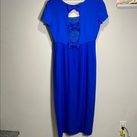 Liz Claiborne NIGHT - Vintage Cobalt Blue Sheath Maxi Dress with Flutter Sleeves - Picture 9 of 12